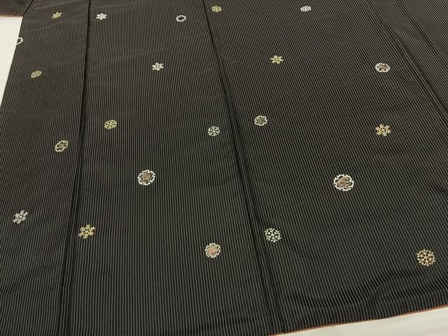 平和屋着物●上質な小紋 お召地 総刺繍 雪輪文 金銀糸 金彩 正絹 逸品 AABF0639fy