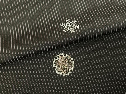 平和屋着物●上質な小紋 お召地 総刺繍 雪輪文 金銀糸 金彩 正絹 逸品 AABF0639fy