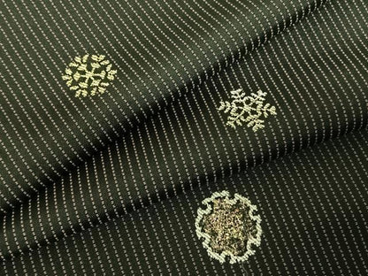 平和屋着物●上質な小紋 お召地 総刺繍 雪輪文 金銀糸 金彩 正絹 逸品 AABF0639fy