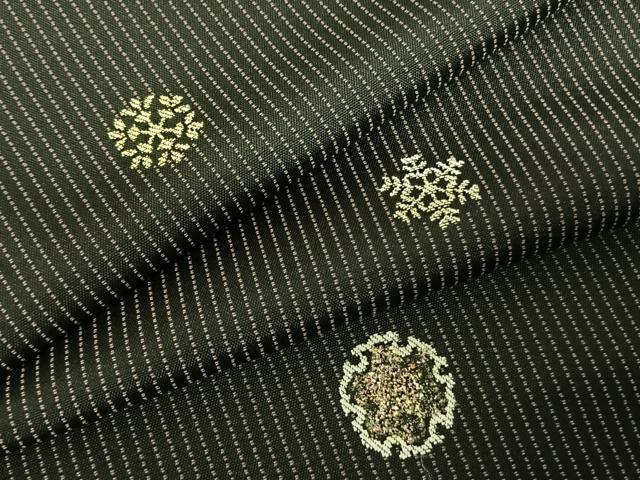 平和屋着物●上質な小紋 お召地 総刺繍 雪輪文 金銀糸 金彩 正絹 逸品 AABF0639fy
