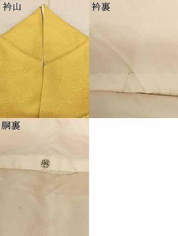 平和屋着物●上質な色無地 舞花地紋 支子色 正絹 逸品 AABF0643fy