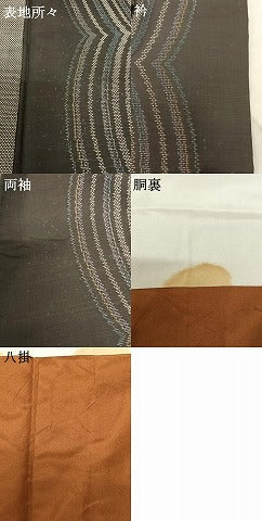 平和屋着物●本場大島紬 カタス7マルキ 泥染め 手織 幾何学文様 深田兼徳作 証紙付き 正絹 逸品 AABF0647fy