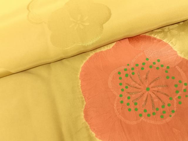 平和屋着物●振袖用長襦袢 袷 絞り 舞花文 金彩 正絹 逸品 AABF0648fy