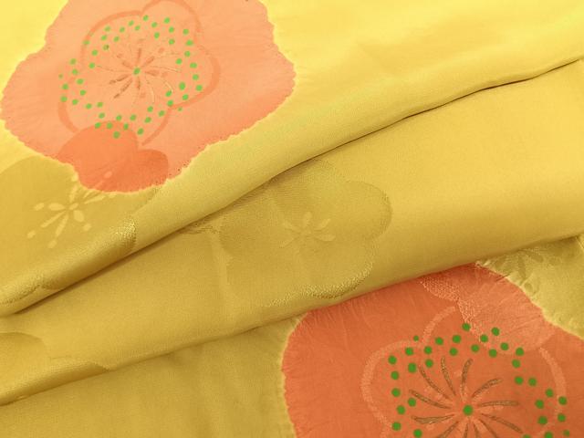 平和屋着物●振袖用長襦袢 袷 絞り 舞花文 金彩 正絹 逸品 AABF0648fy