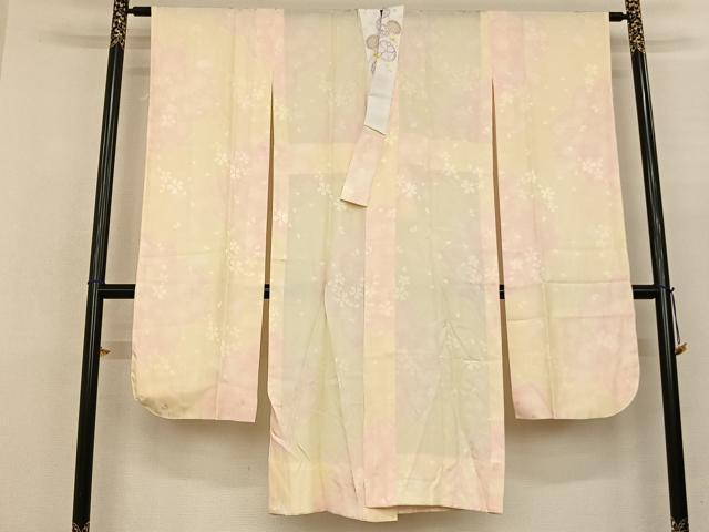 平和屋着物●振袖用長襦袢 無双仕立て 舞桜文 半衿刺繍 すずのき絹絵屋 正絹 逸品 未使用 AABF0649fy