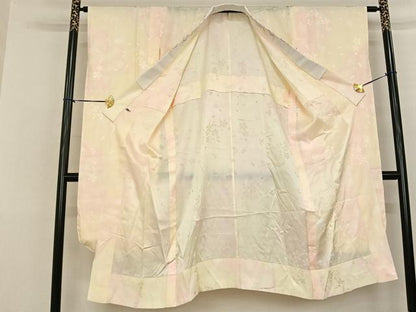 平和屋着物●振袖用長襦袢 無双仕立て 舞桜文 半衿刺繍 すずのき絹絵屋 正絹 逸品 未使用 AABF0649fy
