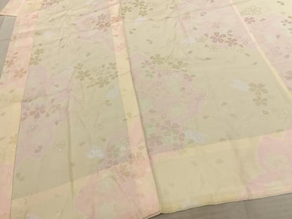 平和屋着物●振袖用長襦袢 無双仕立て 舞桜文 半衿刺繍 すずのき絹絵屋 正絹 逸品 未使用 AABF0649fy