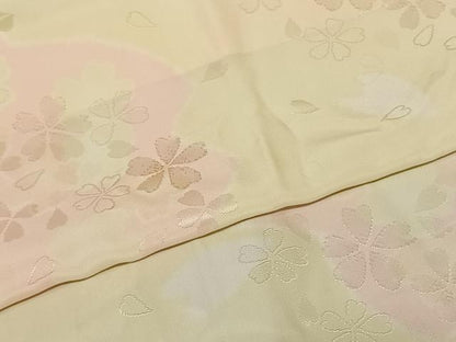 平和屋着物●振袖用長襦袢 無双仕立て 舞桜文 半衿刺繍 すずのき絹絵屋 正絹 逸品 未使用 AABF0649fy