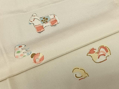 平和屋着物●長襦袢 無双仕立て 十二支 張子 金彩 正絹 逸品 AABF0651fy