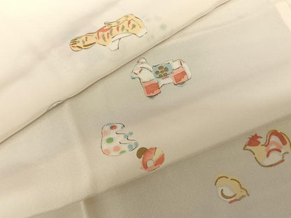 平和屋着物●長襦袢 無双仕立て 十二支 張子 金彩 正絹 逸品 AABF0651fy