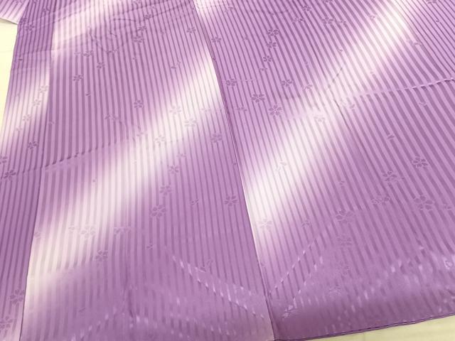 平和屋着物●長襦袢 袷 舞桜地紋 縞 暈し染め 半衿刺繍 正絹 逸品 AABF0652fy