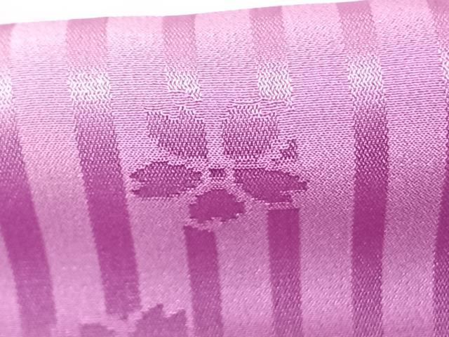 平和屋着物●長襦袢 袷 舞桜地紋 縞 暈し染め 半衿刺繍 正絹 逸品 AABF0652fy