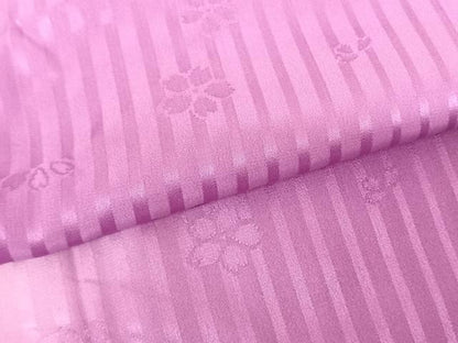 平和屋着物●長襦袢 袷 舞桜地紋 縞 暈し染め 半衿刺繍 正絹 逸品 AABF0652fy