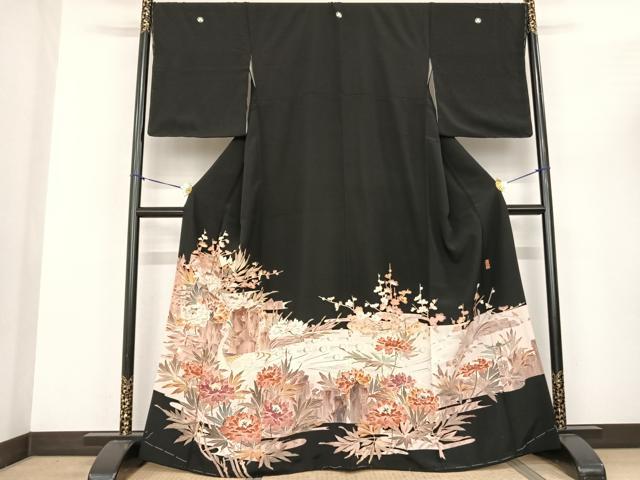 平和屋着物●本加賀友禅作家 中町博志 黒留袖 孔雀花文 正絹 逸品 未使用 AABF0653fy