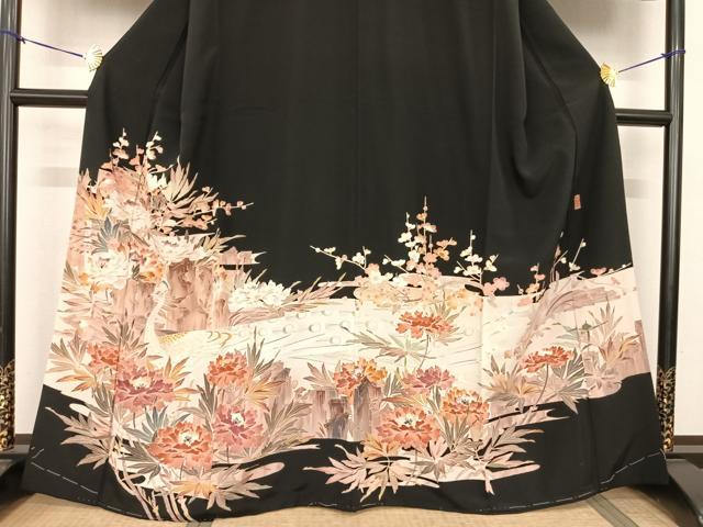 平和屋着物●本加賀友禅作家 中町博志 黒留袖 孔雀花文 正絹 逸品 未使用 AABF0653fy