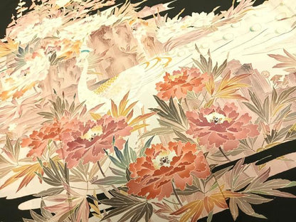 平和屋着物●本加賀友禅作家 中町博志 黒留袖 孔雀花文 正絹 逸品 未使用 AABF0653fy