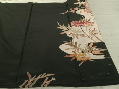 平和屋着物●本加賀友禅作家 中町博志 黒留袖 孔雀花文 正絹 逸品 未使用 AABF0653fy