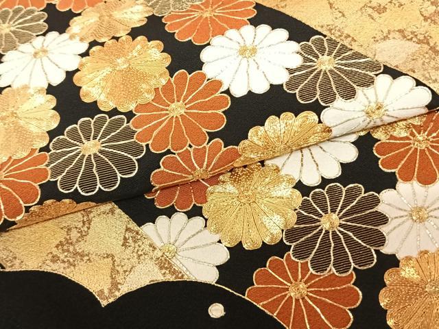 平和屋着物●豪華黒留袖　作家物　駒刺繍　舞花文　金彩　ロング丈　正絹　逸品　未使用　AABF0654fy