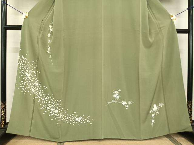 平和屋着物●訪問着 友禅 枝花文 正絹 逸品 AABF0656fy