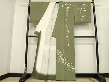 平和屋着物●訪問着 友禅 枝花文 正絹 逸品 AABF0656fy