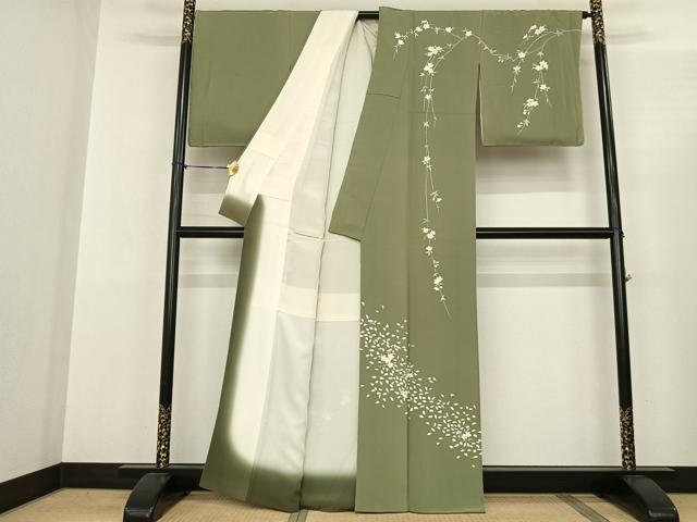 平和屋着物●訪問着 友禅 枝花文 正絹 逸品 AABF0656fy