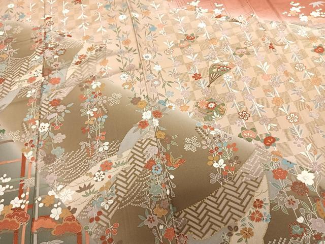 平和屋着物●訪問着 雪輪花文 暈し染め 金彩 正絹 逸品 未使用 AABF0657fy