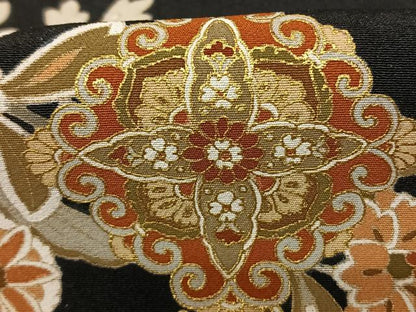 平和屋着物●豪華黒留袖　吉祥花文　金彩　正絹　逸品　未使用　AABF0658fy