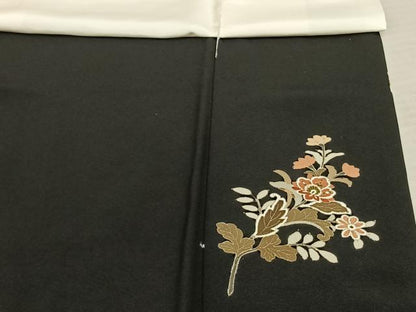 平和屋着物●豪華黒留袖　吉祥花文　金彩　正絹　逸品　未使用　AABF0658fy
