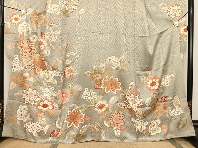 平和屋着物●豪華振袖　駒刺繍　枝花文　金彩　正絹　逸品　AABF0661fy