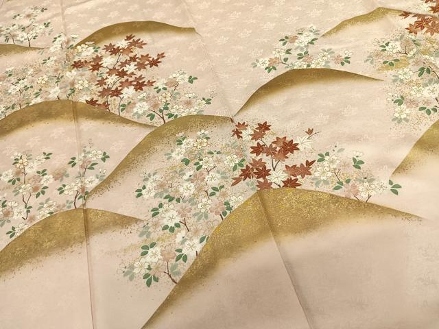 平和屋着物●訪問着 駒刺繍 枝花文 暈し染め 金彩 正絹 逸品 AABF0662fy