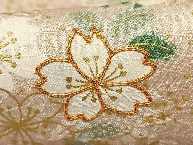 平和屋着物●訪問着 駒刺繍 枝花文 暈し染め 金彩 正絹 逸品 AABF0662fy