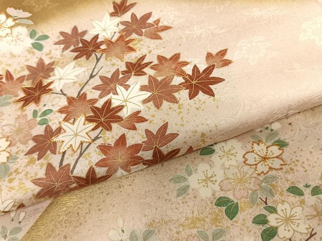 平和屋着物●訪問着 駒刺繍 枝花文 暈し染め 金彩 正絹 逸品 AABF0662fy