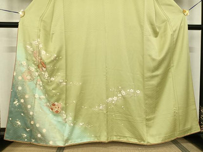平和屋着物●訪問着 駒刺繍 枝花丸文 暈し染め 金彩 やまと誂製 正絹 逸品 AABF0664fy