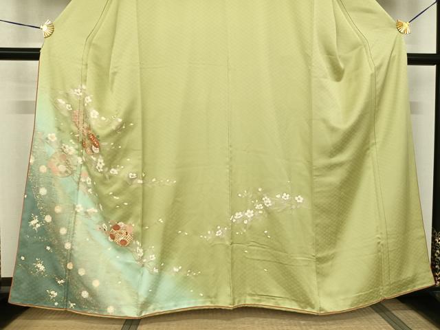 平和屋着物●訪問着 駒刺繍 枝花丸文 暈し染め 金彩 やまと誂製 正絹 逸品 AABF0664fy