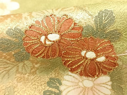 平和屋着物●訪問着 駒刺繍 枝花丸文 暈し染め 金彩 やまと誂製 正絹 逸品 AABF0664fy