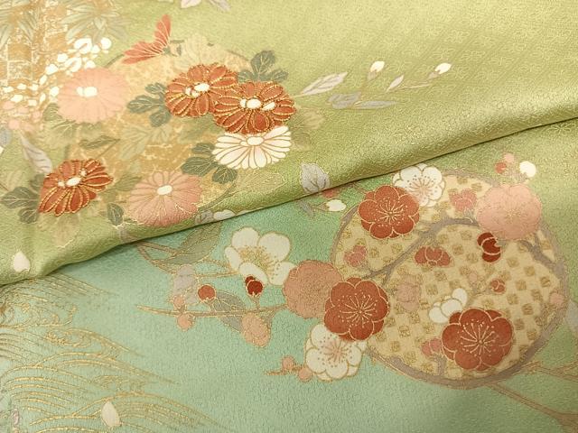 平和屋着物●訪問着 駒刺繍 枝花丸文 暈し染め 金彩 やまと誂製 正絹 逸品 AABF0664fy
