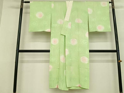 平和屋着物●長襦袢 無双仕立て 舞葉文 暈し染め 正絹 逸品 AABF0665fy