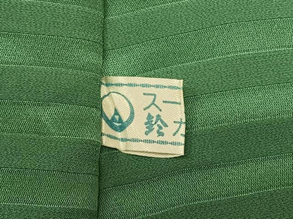 平和屋着物●振袖用長襦袢 無双仕立て 縞 若竹色 半衿刺繍 正絹 逸品 AABF0668fy