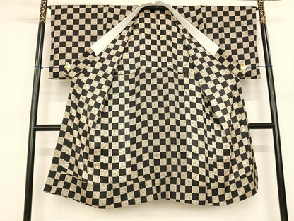 平和屋着物●長襦袢 無双仕立て 市松文様 正絹 逸品 AABF0669fy