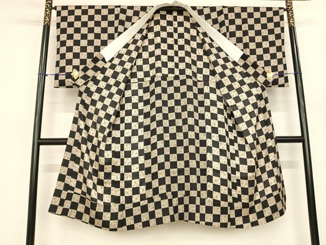 平和屋着物●長襦袢 無双仕立て 市松文様 正絹 逸品 AABF0669fy
