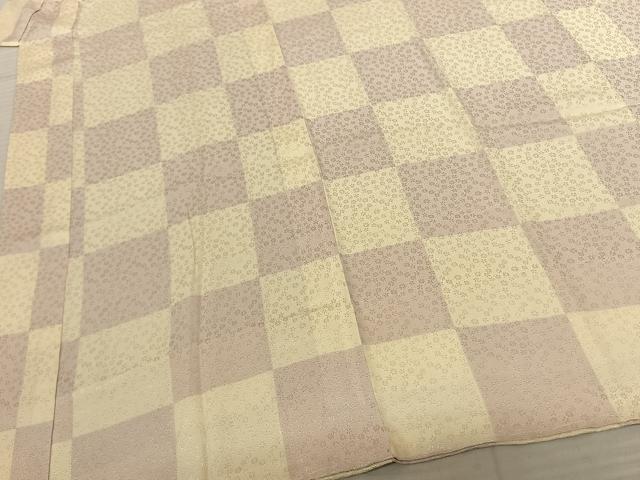 平和屋着物●長襦袢 無双仕立て 牡丹草木染 市松文様 暈し染め 正絹 逸品 未使用 AABF0672fy