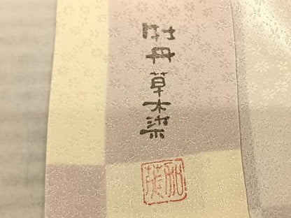 平和屋着物●長襦袢 無双仕立て 牡丹草木染 市松文様 暈し染め 正絹 逸品 未使用 AABF0672fy