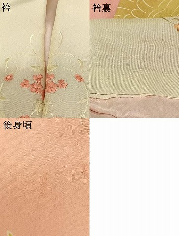 平和屋着物●振袖用長襦袢 袷 花鳥文 半衿刺繍 正絹 逸品 AABF0673fy