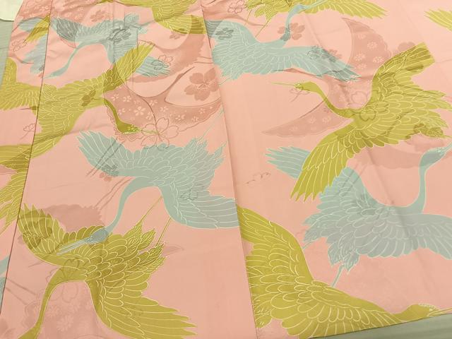 平和屋着物●振袖用長襦袢 袷 花鳥文 半衿刺繍 正絹 逸品 AABF0673fy