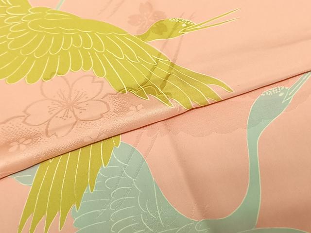 平和屋着物●振袖用長襦袢 袷 花鳥文 半衿刺繍 正絹 逸品 AABF0673fy