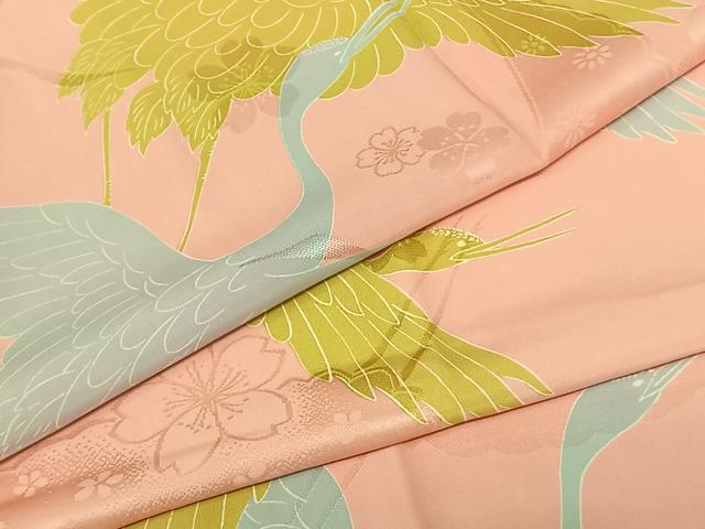 平和屋着物●振袖用長襦袢 袷 花鳥文 半衿刺繍 正絹 逸品 AABF0673fy