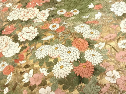 平和屋着物●豪華振袖 駒刺繍 草花文 暈し染め 金彩 正絹 逸品 AABF0674fy