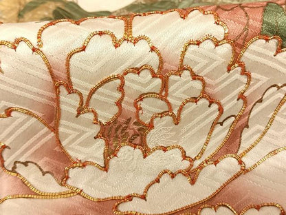 平和屋着物●豪華振袖 駒刺繍 草花文 暈し染め 金彩 正絹 逸品 AABF0674fy