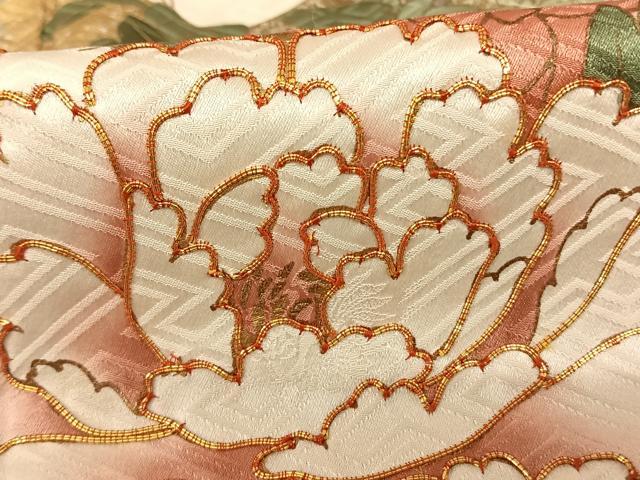 平和屋着物●豪華振袖 駒刺繍 草花文 暈し染め 金彩 正絹 逸品 AABF0674fy