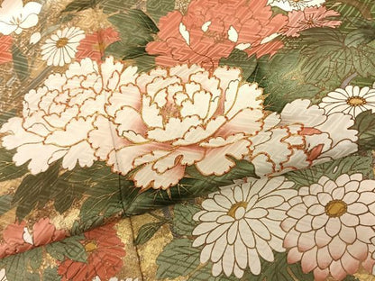 平和屋着物●豪華振袖 駒刺繍 草花文 暈し染め 金彩 正絹 逸品 AABF0674fy